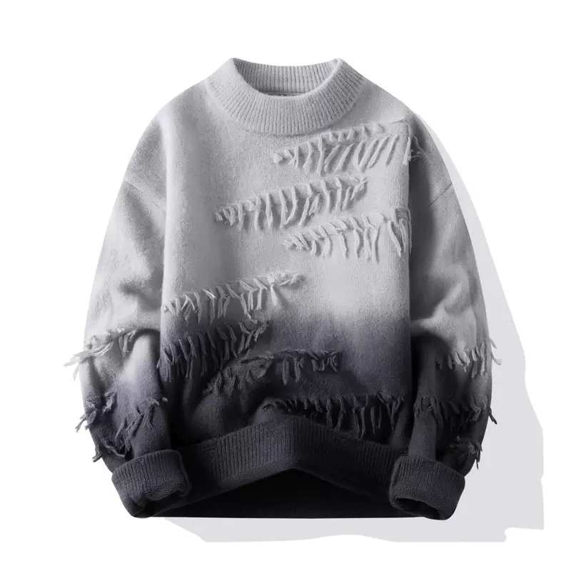 跨境批发新款中青年男渐变色毛衣男士时尚潮流上衣秋冬季新款