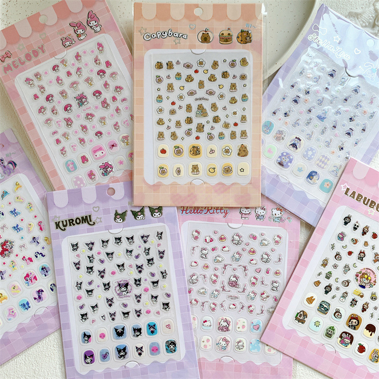 Sweet Kidsren's Cute Cartoon 5D Embossed Nail Patches Girls Toy Stickers Removable Nail Art Decals Sweet Kidsren's Cute Cartoon 5D Embossed Nail Patches Girls Toy Stickers Removable Nail Art Decals