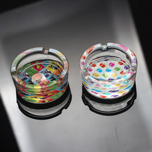 创意时尚加厚圆形玻璃烟灰缸万宝路个性烟缸可印刷logo广告促销