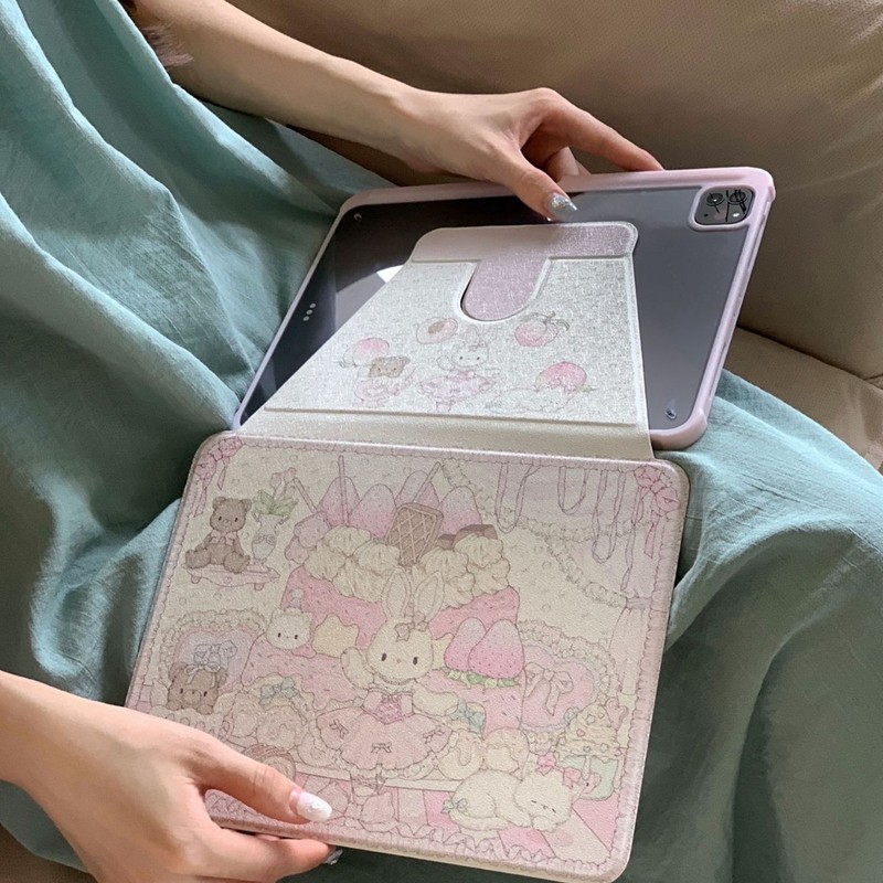 少女の心のピンクのケーキのウサギの回転のipad air 4/5の保護カバーは適用します。|undefined
