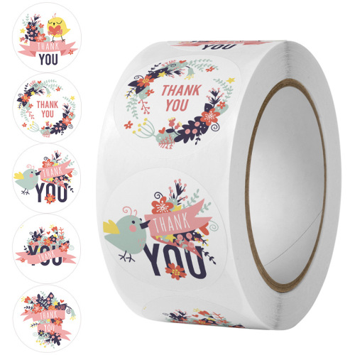 Coated paper white thank you self-adhesive label sticker color love round seal sticker hand-marked sticker