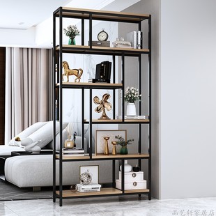 Wrought Iron Industrial Style Bookshelf Storage Rack Office Screen Partition Floor-Standing Living Room Creative Entrance Display Shelf