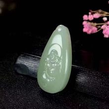 玉器工艺品天然新疆和田玉昆仑玉青白玉玉石笑佛挂件玉弥勒佛吊坠