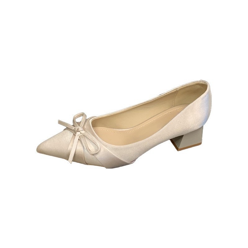 Elegant universal cute shoes pointed-toe with bow low-cut for work…