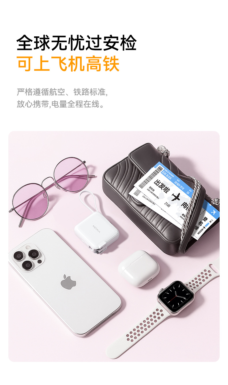 Mini 3-in-1 Built-in Cable Super Fast Charging Power Bank 20000mAh Lightweight Portable Mobile Power Supply