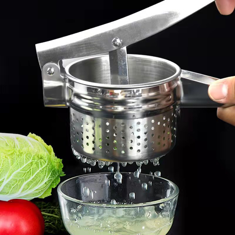 Stainless steel manual juicer, vegetable water squeezer, dumpling stuffing juice press, multifunctional hand-pressed potato press