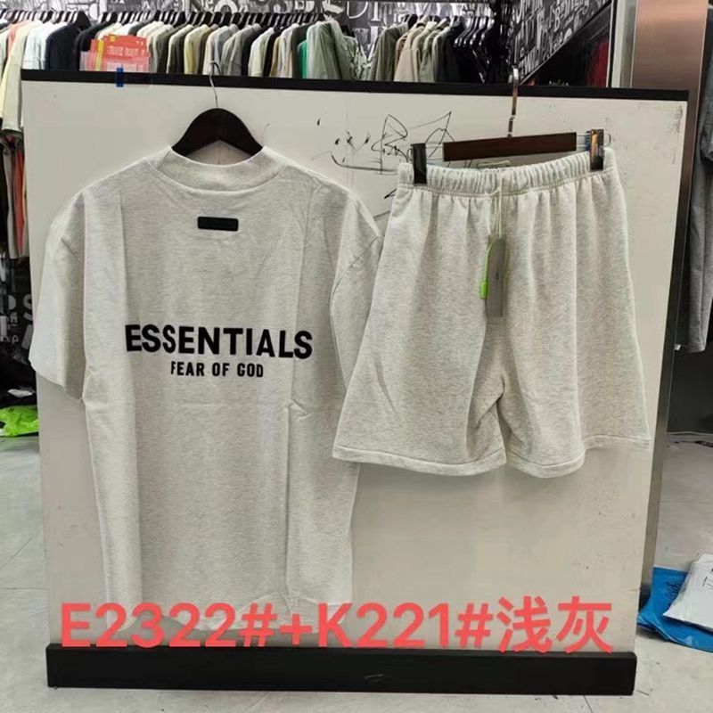 FOGESS Camiseta de cuello redondo, manga corta, camiseta de cuello de terry, pantalones cortos, set suelto, moda masculina, juventud, 18 - 24 años