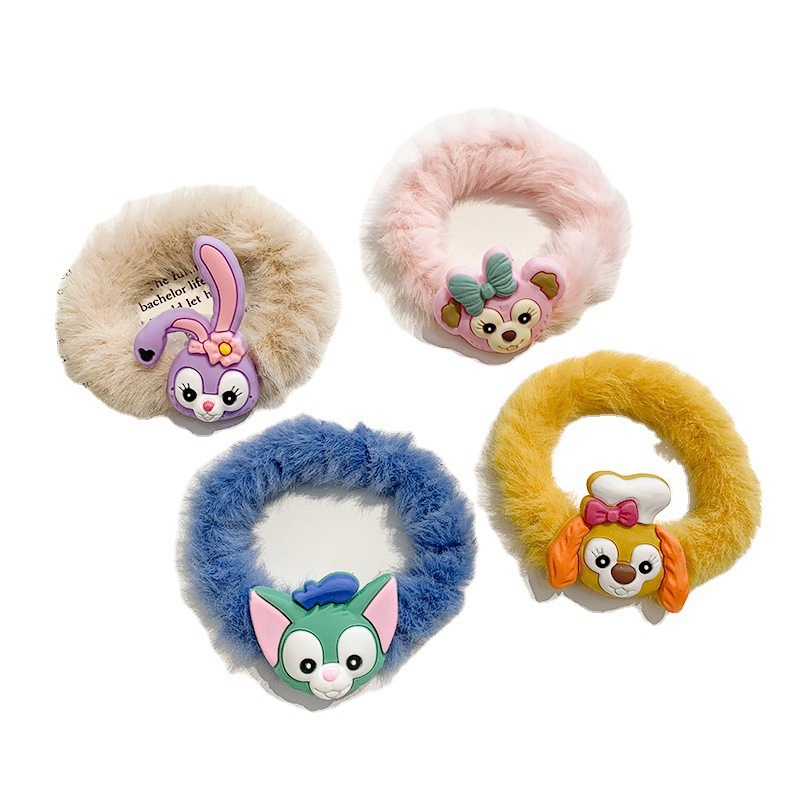 Xingdelu banda de pelo de felpa estilo coreano cuerda de pelo simple lazo banda de goma de pelo ins otoño e invierno nueva cuerda de pelo de piel de dibujos animados