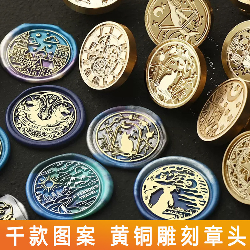 厂家直供 火漆印章铜头 信封装饰邮戳章头批发 字母圣诞多款图案