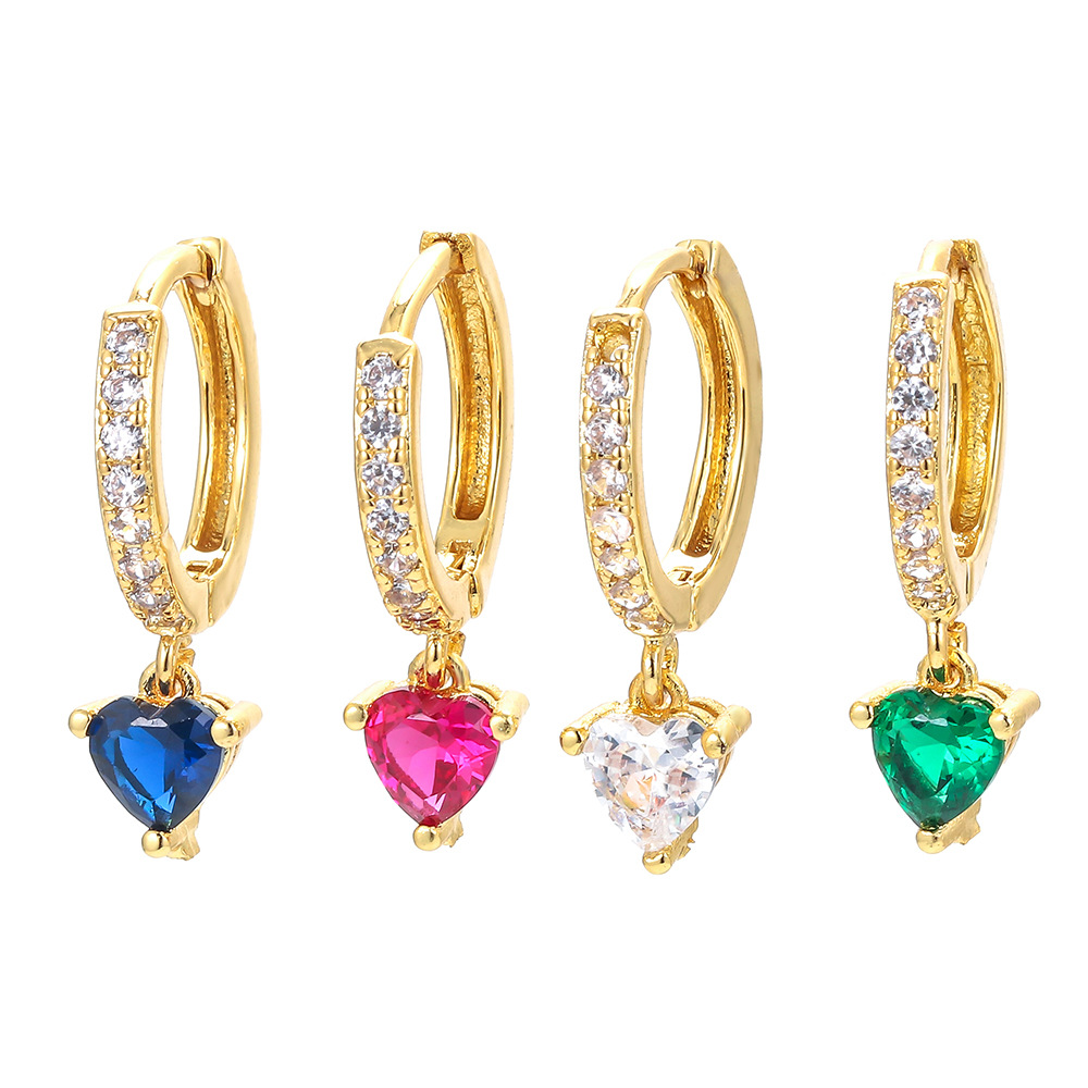 6g Weight Zircon Inlay Material Fashion Geometric Plating Copper Zircon Copper Earrings