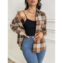 A 13859 Men's Plaid Loose Shirt ��ʿ���ɸ��Ÿ��ӳ����羳
