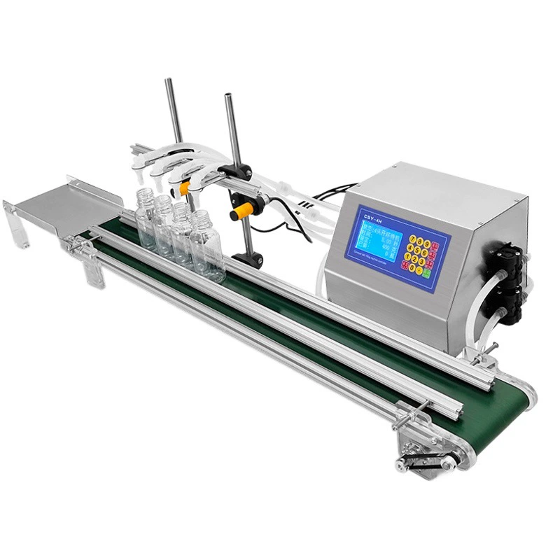 4 головки конвейерной конвейерной машины для розлива длинных маленьких белых алкогольных напитков соевый соус жидкий автоматический консервный станок