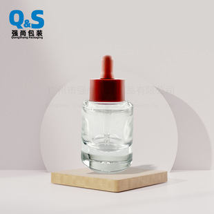 Popular Pm Same Style 30ml Essential Oil Bottle Oval Medium Circle Essence Bottle Thick Bottom Dropper Sub-Bottle Cosmetic Packaging Material