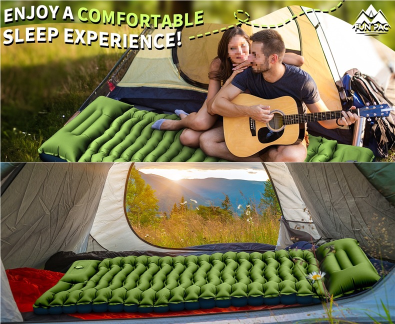 Matelas gonflable à pédale pour camping, matelas pneumatique portable, pliable et résistant à l'humidité_voghion.com