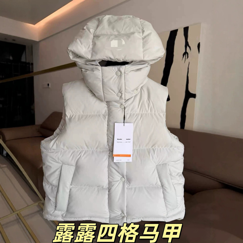 Putian pure original Lulu four-panel down vest, Lulu puff women's goose down vest, short warm jacket Putian pure original Lulu four-panel down vest, Lulu puff women's goose down vest, short warm jacket