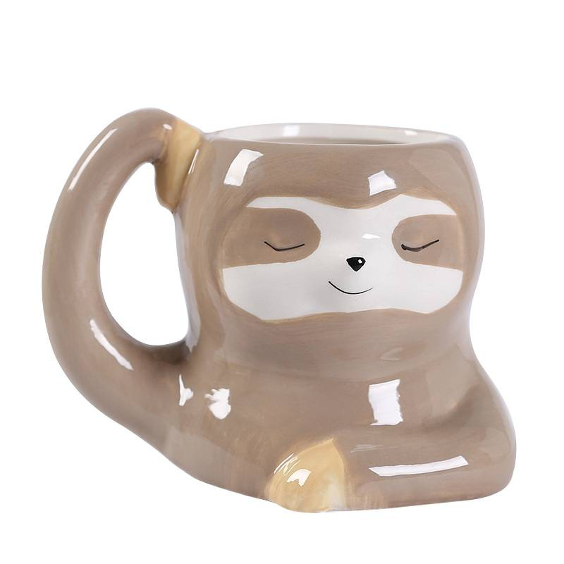 Taza de Leche de Cerámica de Perezoso Resistente a Altas Temperaturas con Mango para Oficina