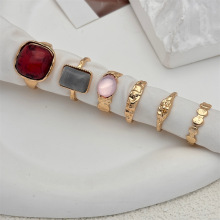 新款小圆形戒指日系轻奢宝石个性ins潮性冷淡风简约小素圈戒指