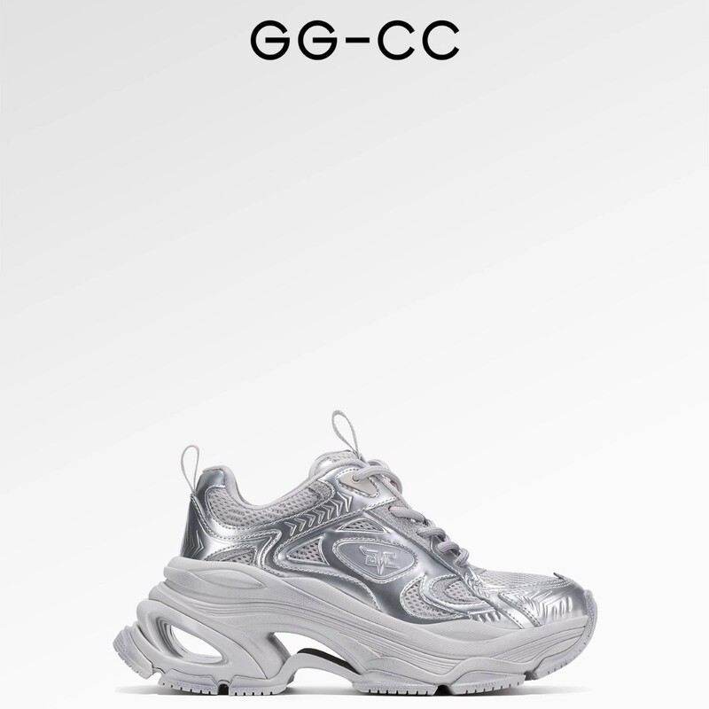 [White Deer Same Style] GGCC2025 Spring New Independent Planet Thick Bottom silver Dirty Casual Torre Shoes Women
