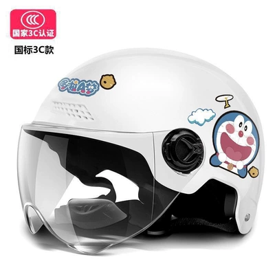 Cat safety helmet certified for adults, Motosiklet kaskı (dəbilqə) - 3cdoraemon-white-short-white-mirror
