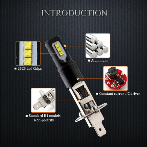 Cross-border car LED light H3 80W CSP 6LED Fog Light H1 80W Front Fog Light Front Beam Bulb