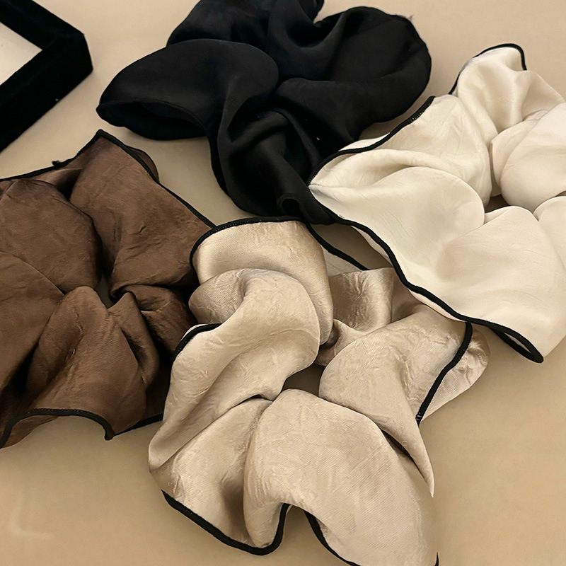 Western style color matching edge texture large intestine hair band fashionable gentle hair rope hair rope female milk tea color hair accessories head_voghion.com