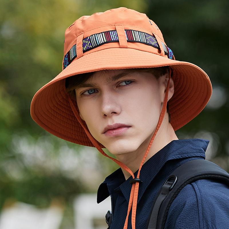 Chapeau d'alpinisme avec ruban pour hommes, chapeau de pêcheur Simple, pare-soleil attaché, coupe-vent, nouvelle collection printemps/été_voghion.com