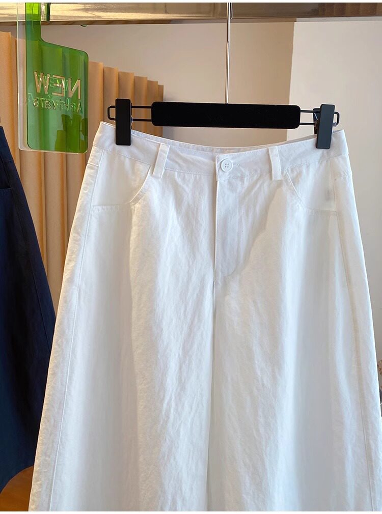 Quần culottes nữ ống rộng cạp cao dáng suông — Xanh lông mòng đen chi tiết 3