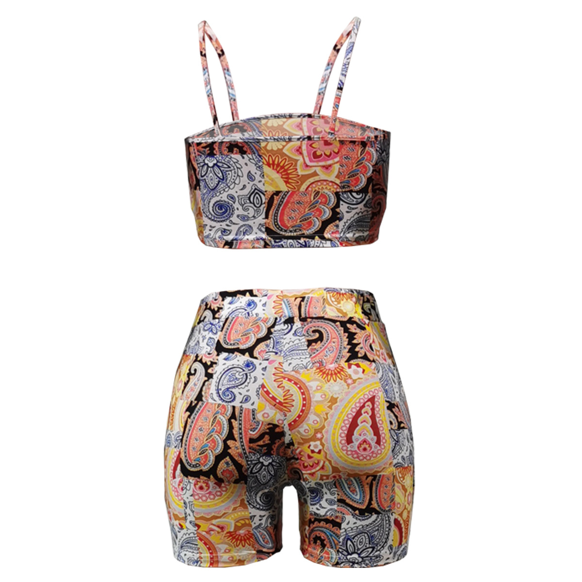 fashion irregular printing shorts two-piece set NSSJW58849