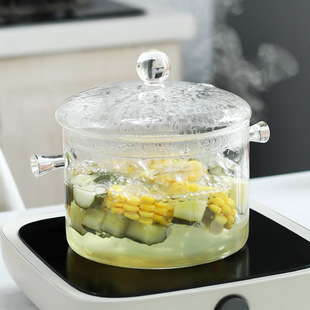 High Borosilicate Glass Pot with Lid, Stew Pot, Transparent Heat-Resistant Glass Oden Pot, Electric Ceramic Stove, Milk Soup Pot with Handle