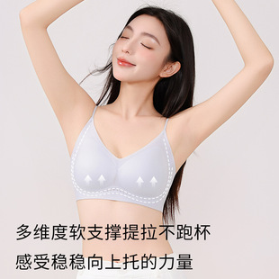 Wu Xuanyi's Same Quality Mori Breathing Summer Ultra-Thin Invisible Underwear Women's Cool Jelly Soft Pull-Up Bra with Thin Shoulder Straps