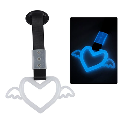 Wings Love Car Handle — Car hanging - luminous-blue-black-strap