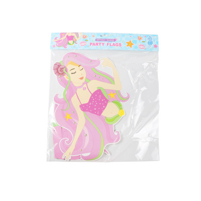 Dibujos animados sirena tire bandera triángulo bandera niños niña fiesta de cumpleaños fiesta decoración banner Bunting al por mayor