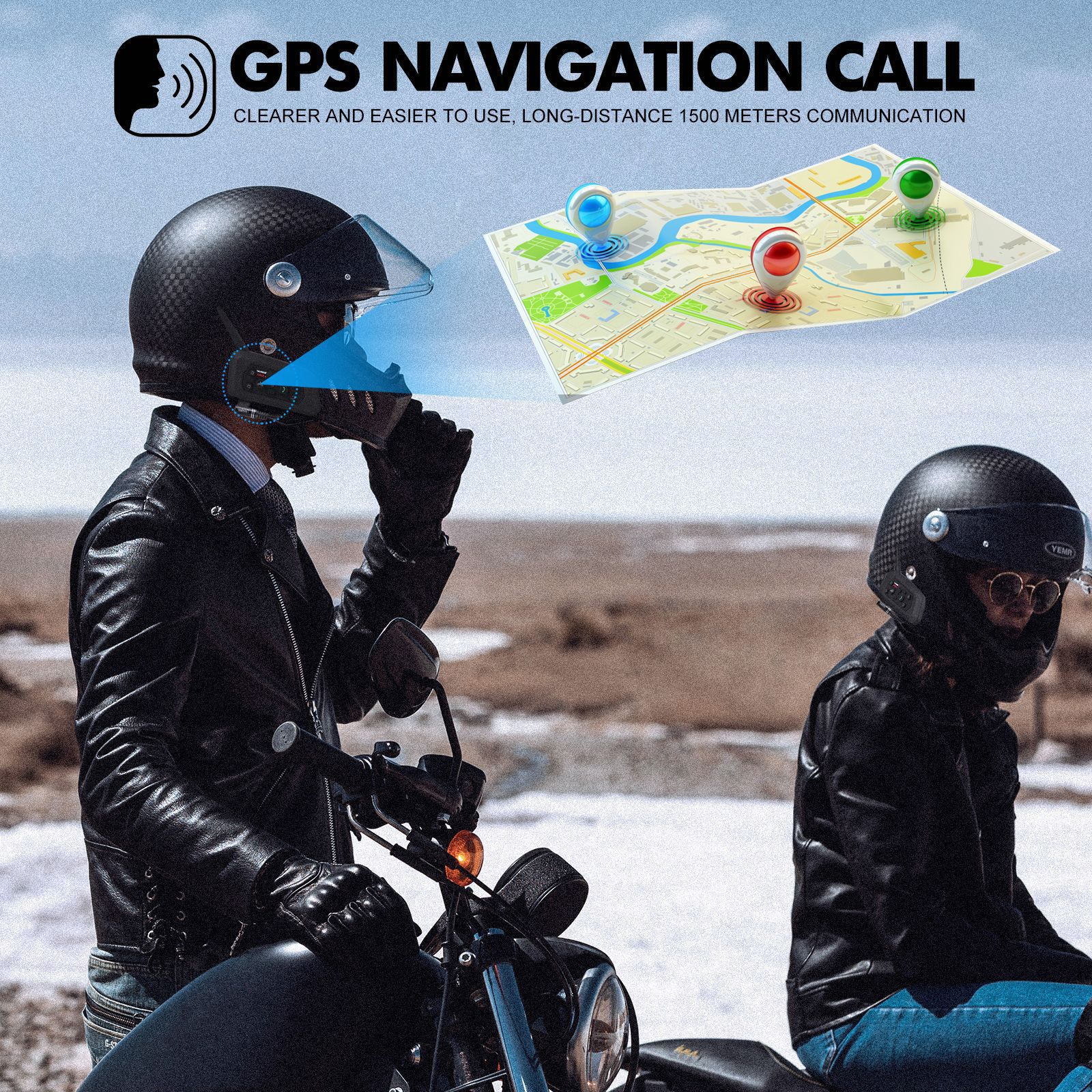 V6-1200 Motorcycle Helmet Bluetooth Intercom 1200m Dual-Mode Riding Bluetooth Intercom