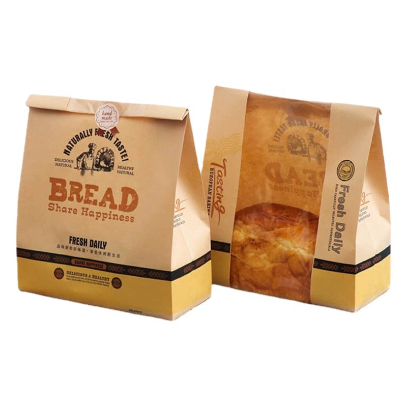 [Малый оптовый] оконная пленка Крафт-бумага хлеб мешок 450 г спин мешок масло доказательство бумажный мешок