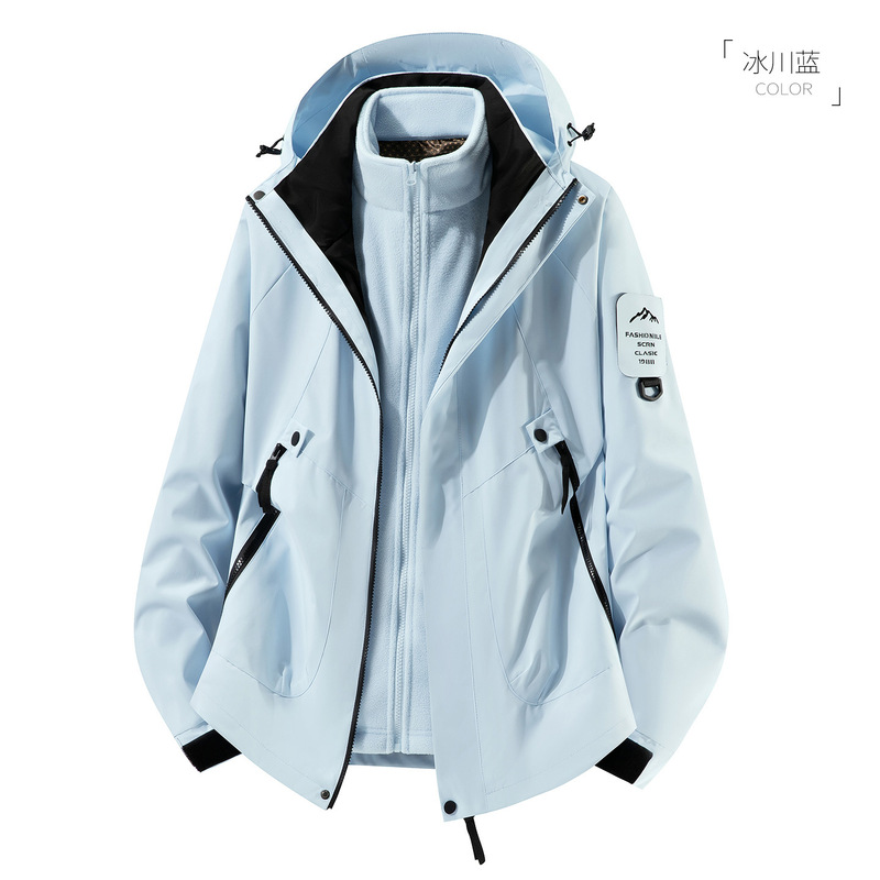 户外机能冲锋衣女款三合一防风防水情侣山系徒步进藏登山服外套男|undefined