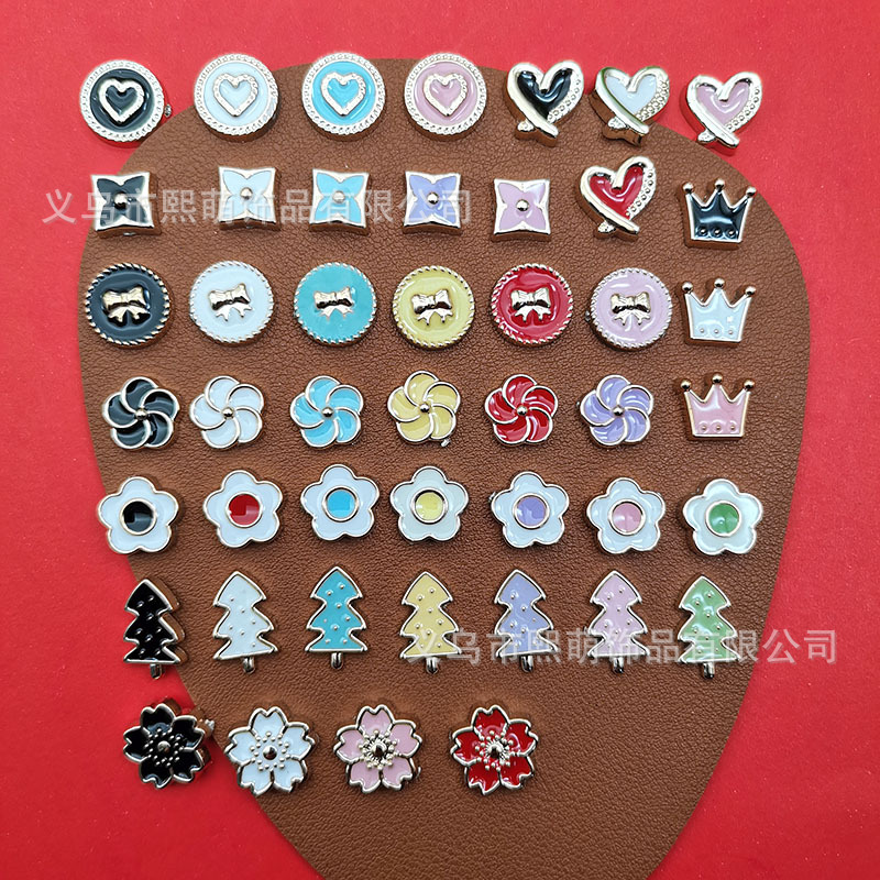 彩色小香风皇冠小花树木爱心diy塑料配件手机壳发夹饰品辅料