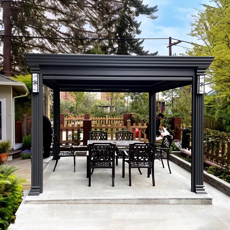 Outdoor Aluminum Alloy Electric Smart Modern Blinds Gazebo Waterproof Sun Protection Villa Courtyard Gazebo Awning