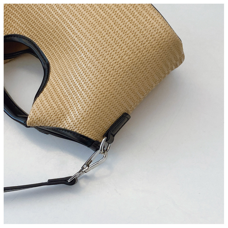 Fashionable bucket bag for women 2025 Summer new style work and commuting patchwork woven bag, simple and casual single-shoulder small bag, trendy undefined