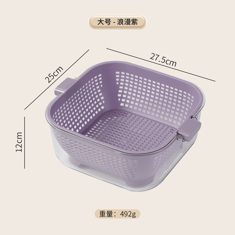 Cesta de drenaje de doble capa mejorada, almacenamiento de frutas y verduras domésticas, lavabo de verduras, lavabo de cocina, canasta de verduras multifuncional