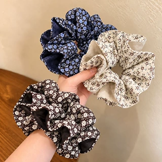 韩系碎花双层丸子头大肠发圈女高级感扎头发绳皮筋百搭头绳发饰