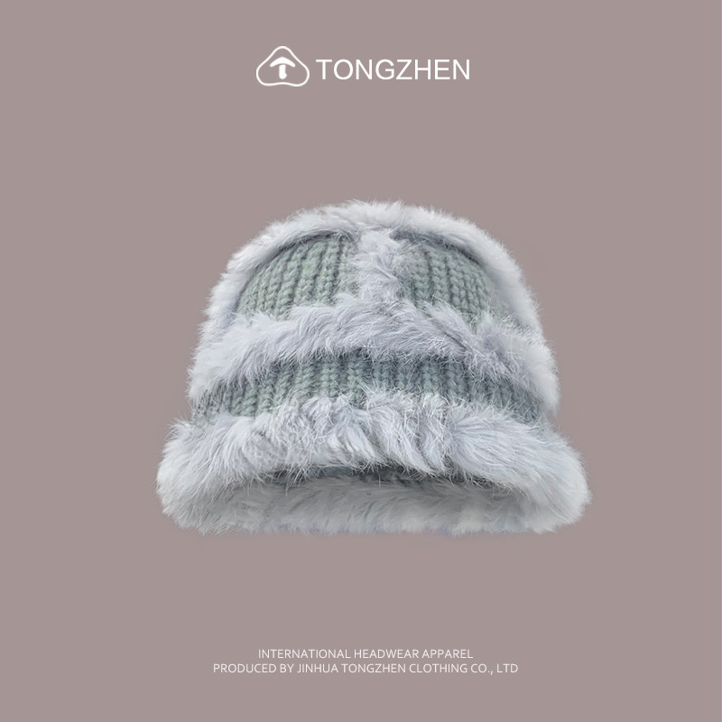 China-Chic Kaninchenhaar Löwe Erwachen Niedlicher Plüsch-Tigerkopf für Kinder, chinesische gestrickte Fischermütze im Winter_voghion.com