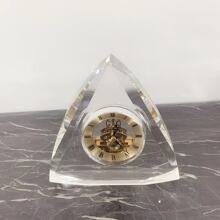 现代北欧样板房透明玻璃水晶玻璃金属时钟摆钟饰品摆件客厅博古架
