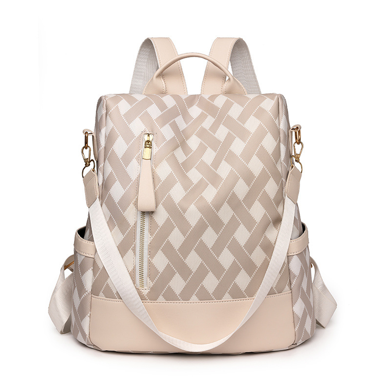 Mochila antirrobo de comercio exterior transfronterizo para mujer 2024 nueva moda color contraste mochila de viaje al aire libre mochila escolar de nailon de doble uso