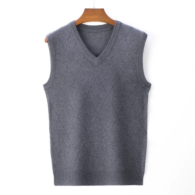 Woolen sweater, vest, knitted tank top, V-neckline, slim fit, increased thickness