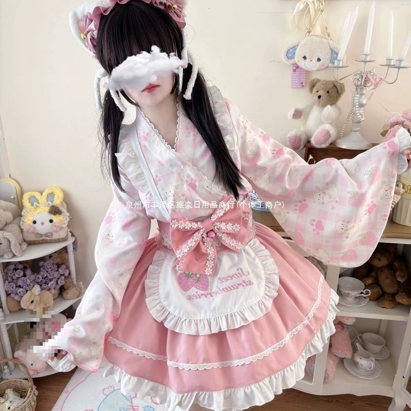 Милый дизайн костюма, летнее платье Лолиты, оригинальное платье Лолиты, улучшенное платье горничной в японском стиле