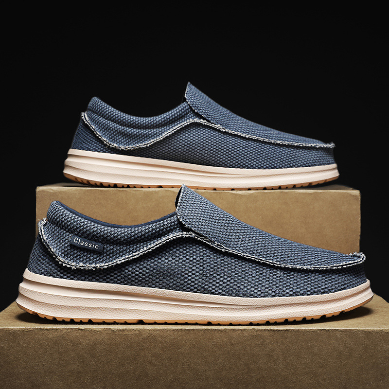 New Men's Loafers Cross-border , Casual For Men, Flat Canvas Shoes, Ultra-lightweight, Large Size Slip-on Shoes_vogvips.com