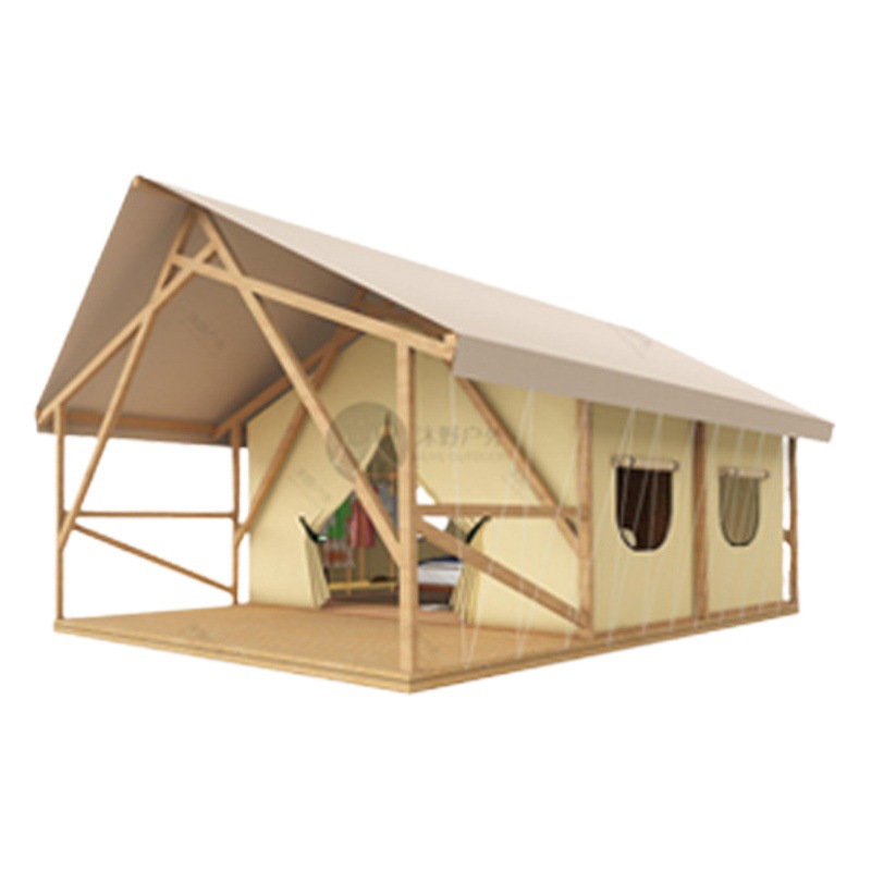 Muye tienda de campaña de camping de lujo ligero al aire libre Hotel B & B camping Área escénica estructura de madera cuadrada Tienda de campaña del hotel fabricante