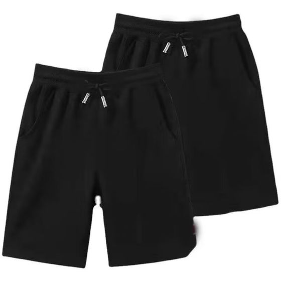 Summer Casual Men's Pants Heavy Loose Solid Color plus size Pants Straight Black Sports Beach Shorts Men's Wear