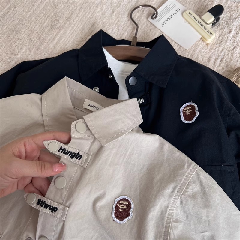 Camisas de niños estrella redonda 2025 primavera y otoño chaqueta de niños camisa de bebé personalidad de moda de chaqueta universal