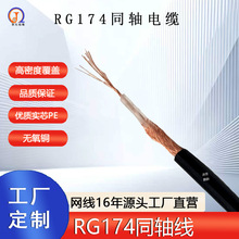 美军标RG174同轴电缆 80编高密度编织网 环保阻燃RG174同轴线